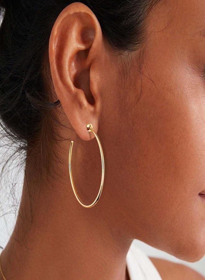 S SUSANN Large Gold Hoop Earrings for Women 14K Gold Plated Hypoallergenic Big Earrings Jewelry Gift for Women-50MM - Image 2